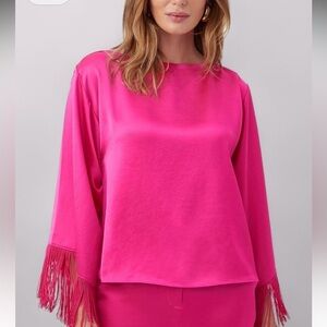 Trina Turk Vibrant Pink Fringe Blouse